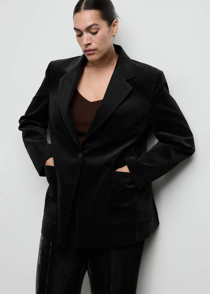 Blazer En Velveton À Poches