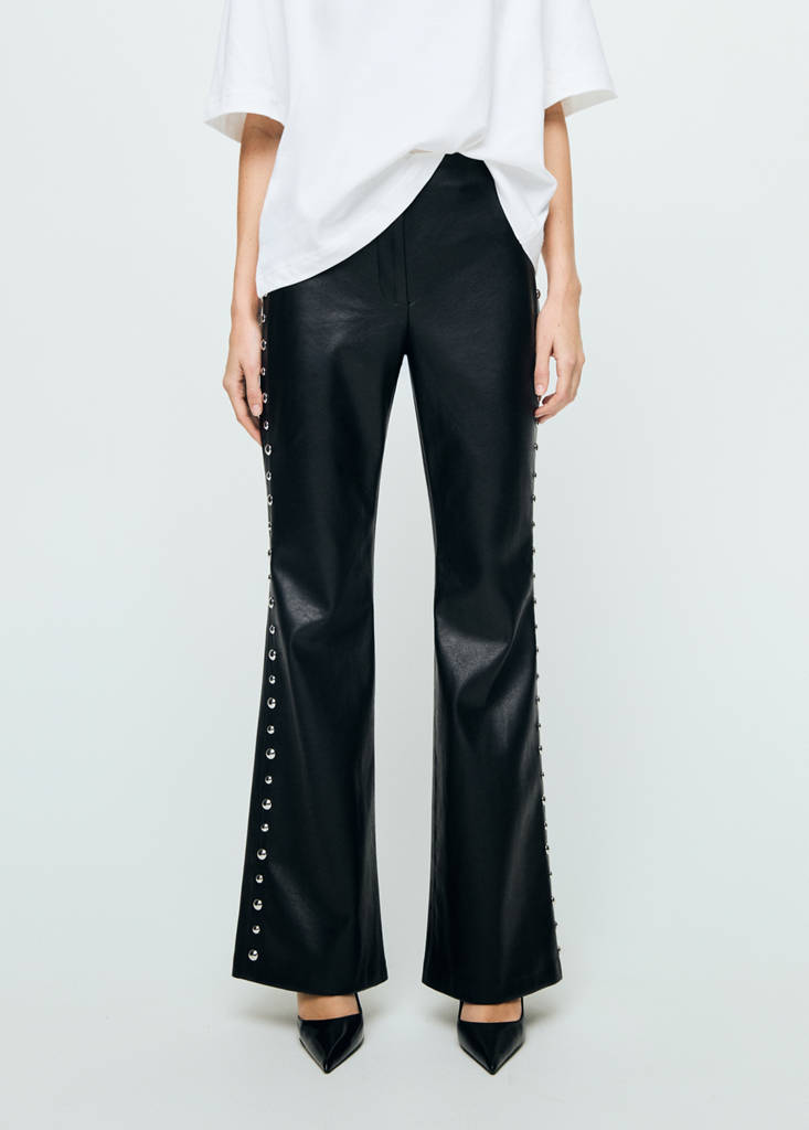 Pantalon Cuir Synthétique À Clous