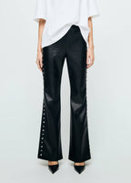 Pantalon Cuir Synthétique À Clous