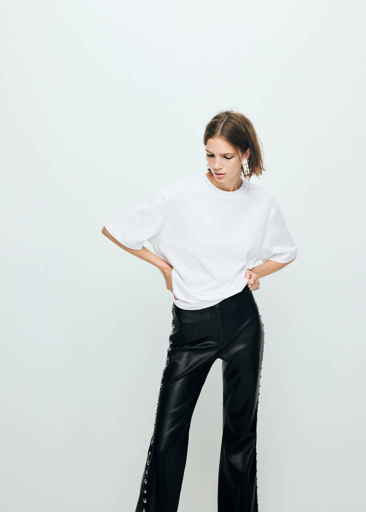 Pantalon Cuir Synthétique À Clous