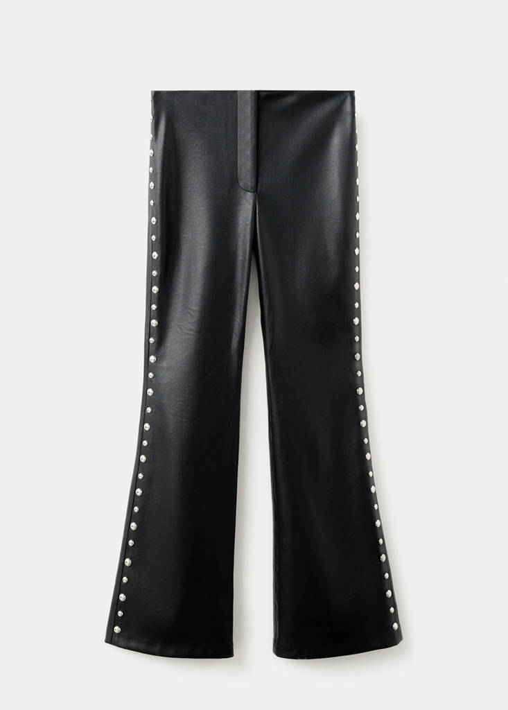 Pantalon Cuir Synthétique À Clous