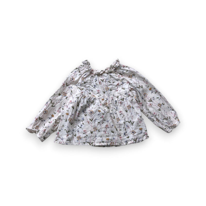 Bonpoint - Blouse Blanche À Fleurs - 12 Mois