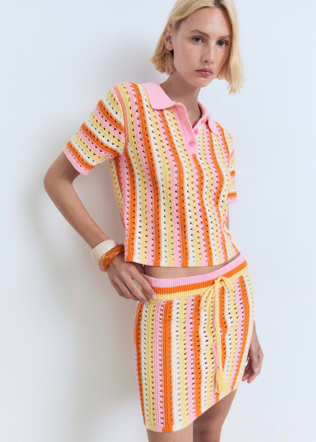 Jupe En Crochet À Rayures Bicolore