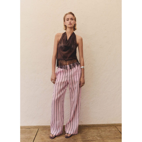 Pantalon En Ramie À Rayures