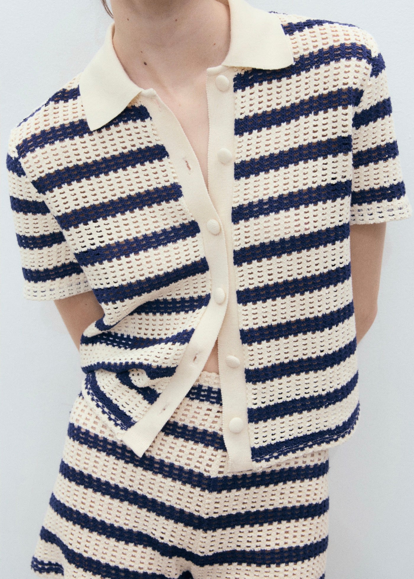 Cardigan Rayures Manches Courtes