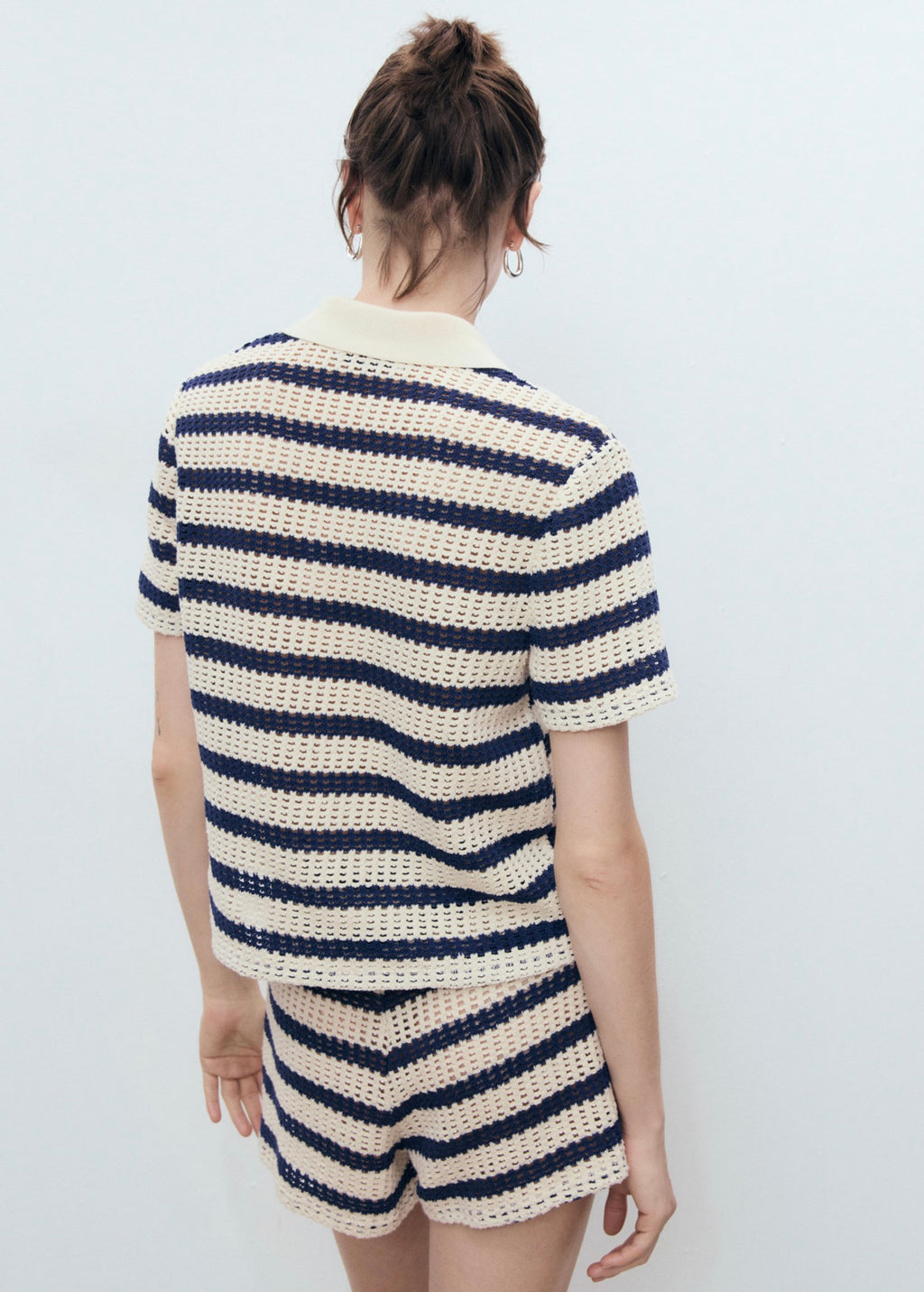 Cardigan Rayures Manches Courtes