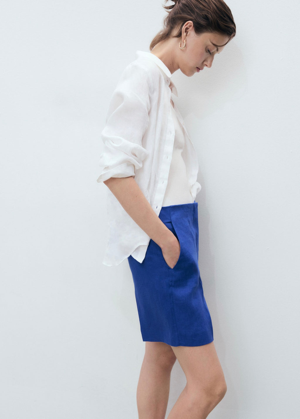 Short Droit Taille Normale En Lin
