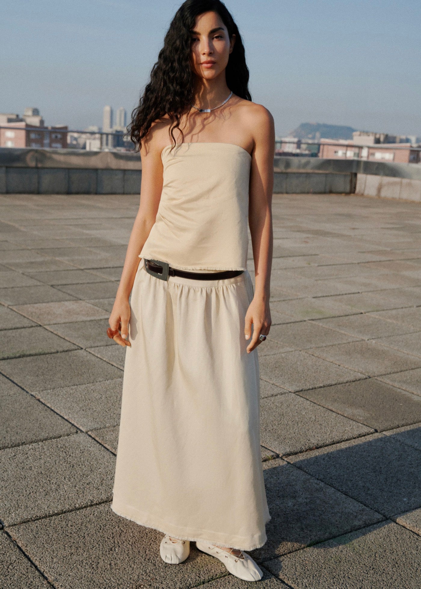 Top En Lin Mélangé Bustier