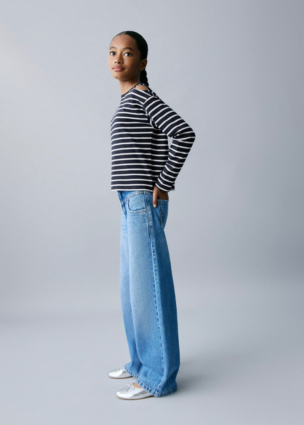 T-Shirt Cutoutr Bleu Marine - Fille