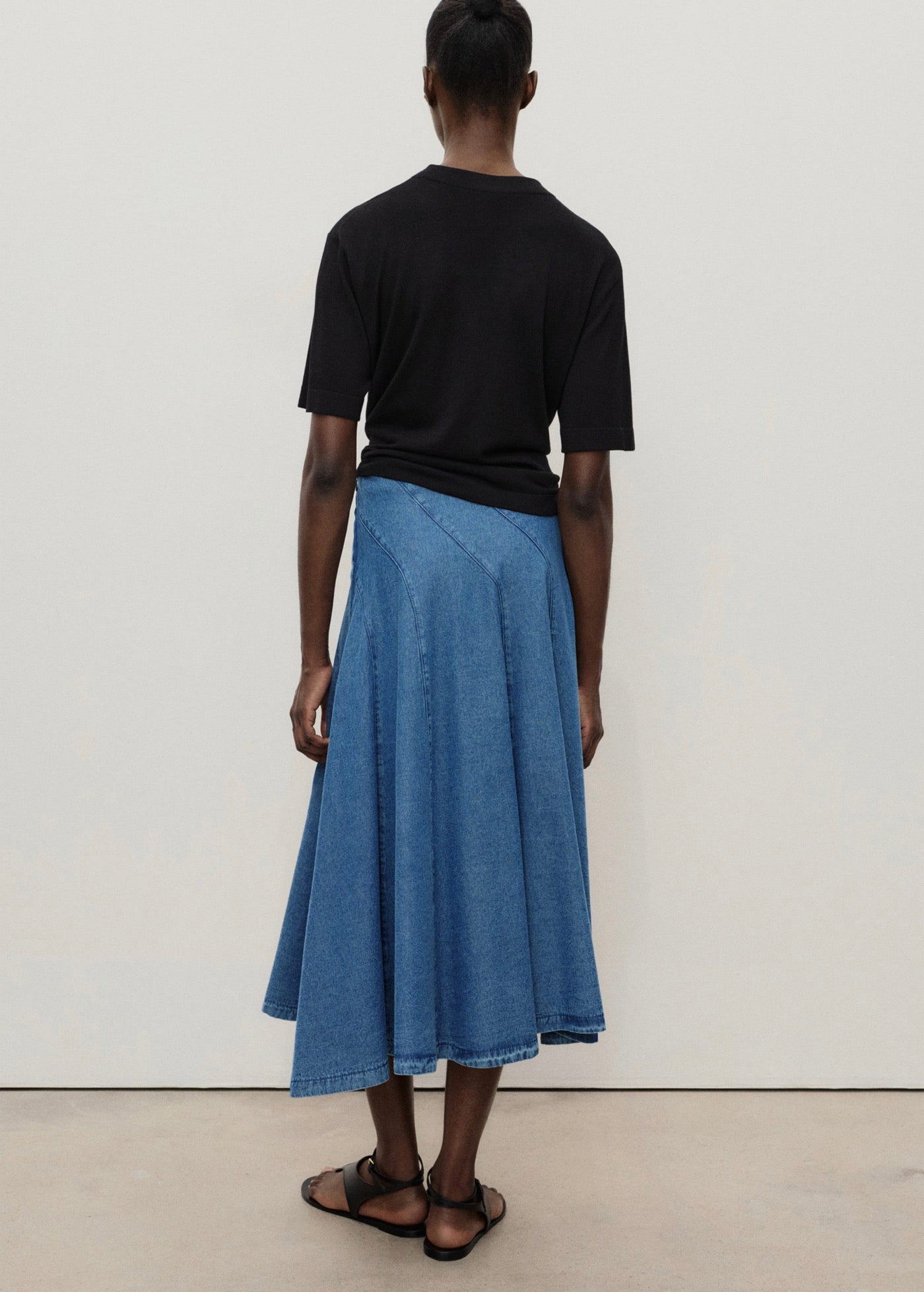 Jupe Midi Denim Coutures