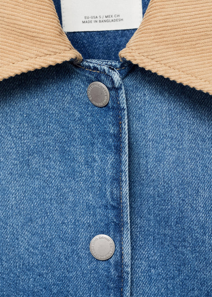 Veste En Jean Col Velours Côtelé