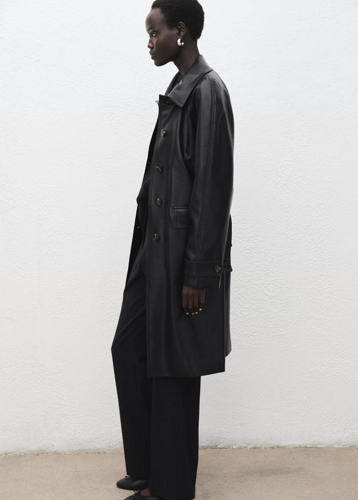 Trench Long Cuir Synthétique Ceinture