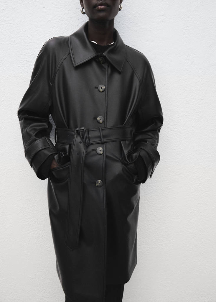 Trench Long Cuir Synthétique Ceinture