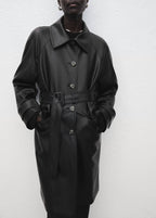 Trench Long Cuir Synthétique Ceinture
