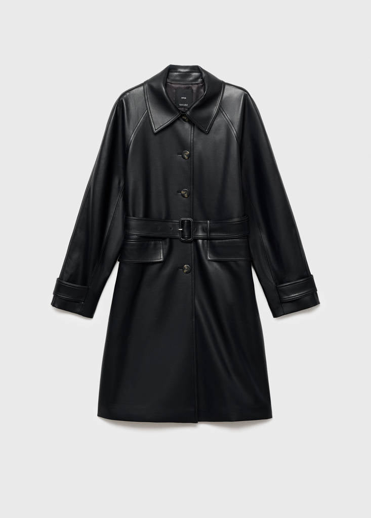 Trench Long Cuir Synthétique Ceinture