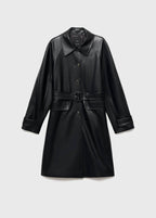 Trench Long Cuir Synthétique Ceinture