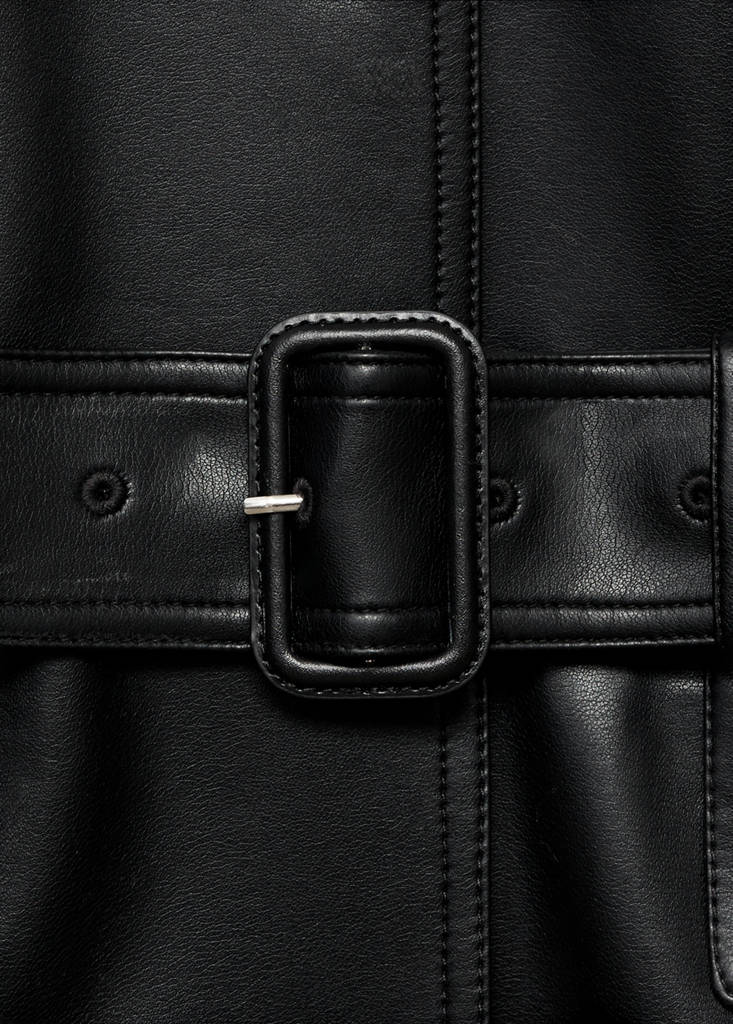 Trench Long Cuir Synthétique Ceinture