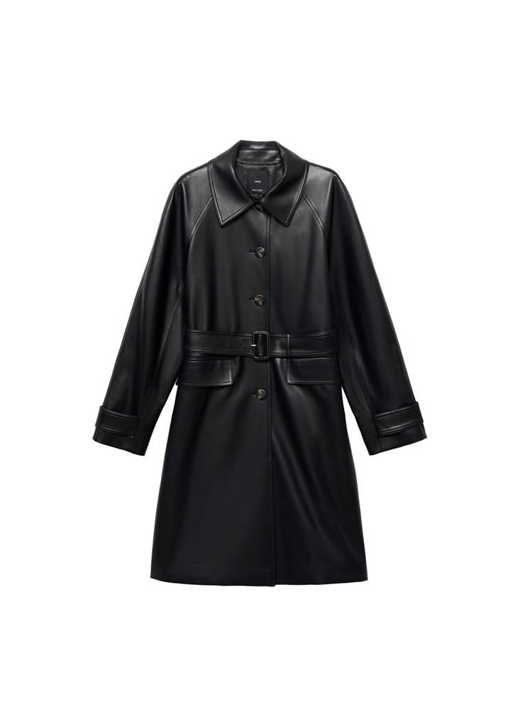 Trench Long Cuir Synthétique Ceinture