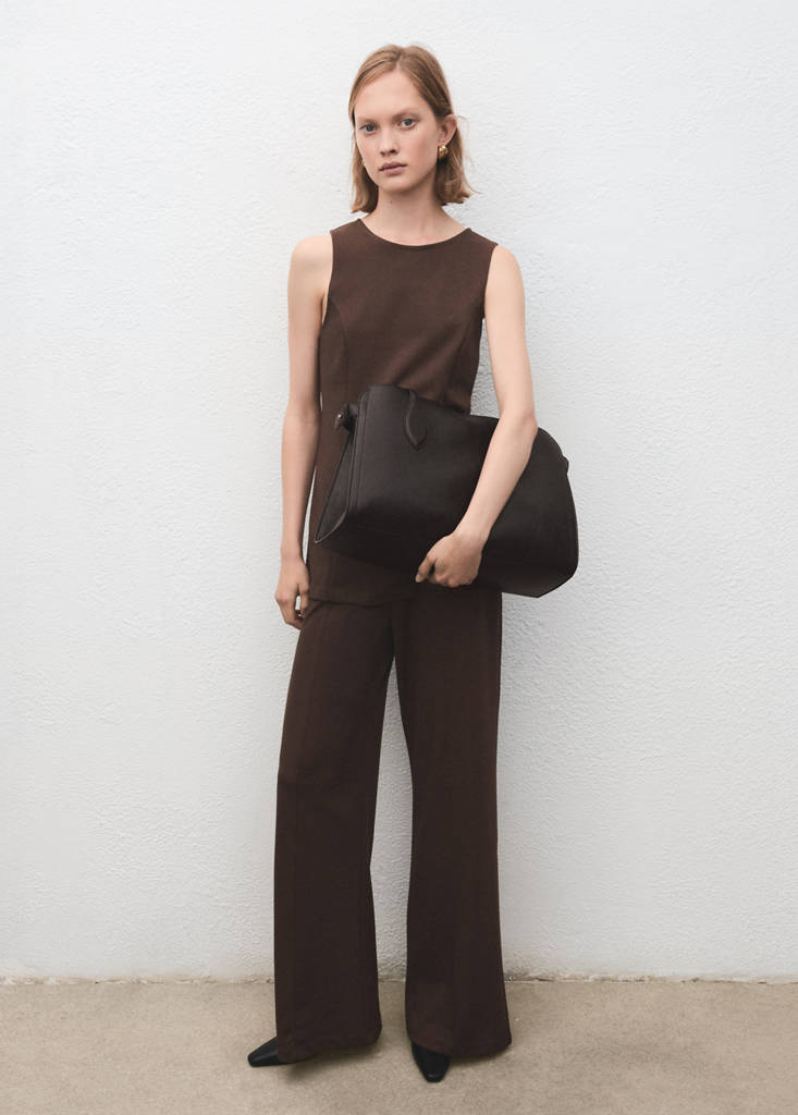 Pantalon Wide Leg Taille Haute Avec Passants
