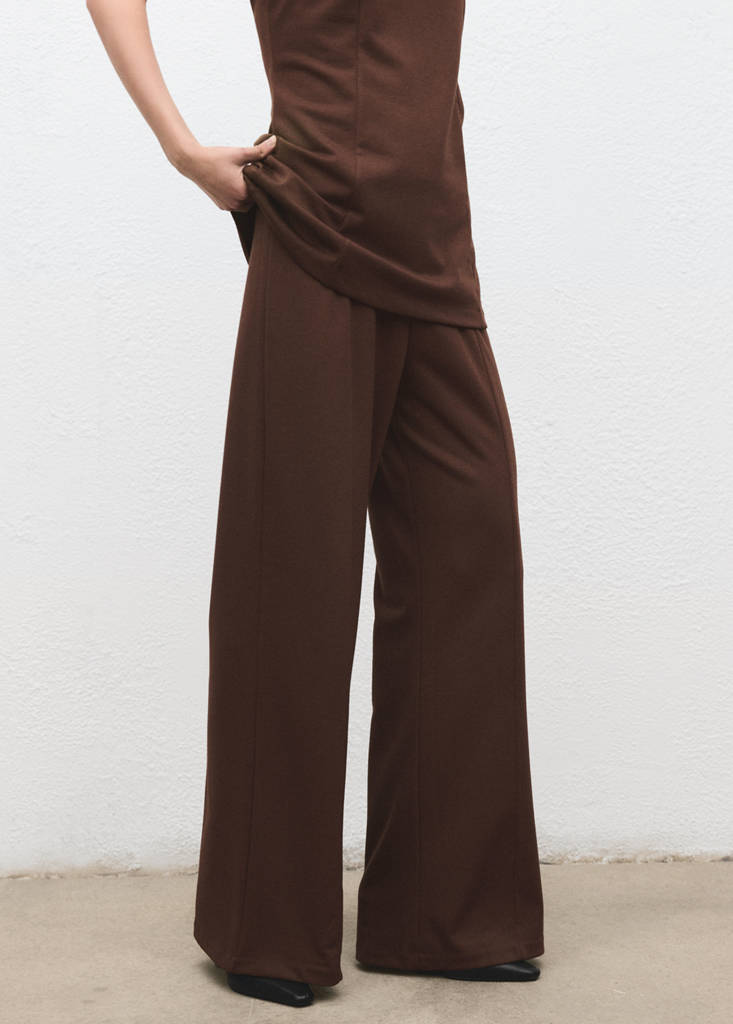 Pantalon Wide Leg Taille Haute Avec Passants