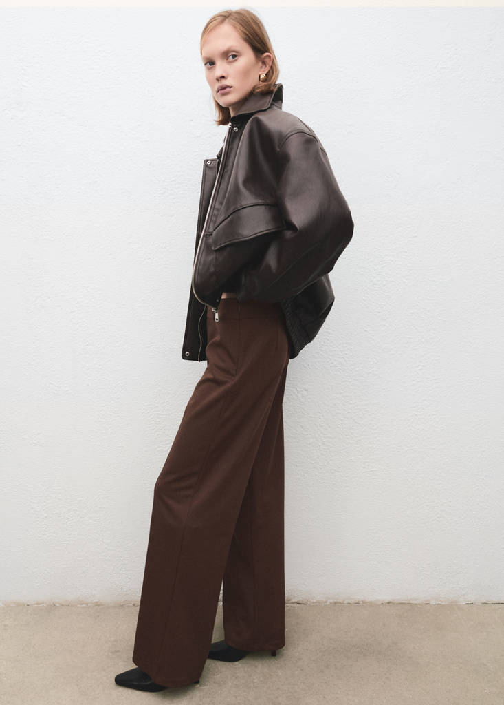 Pantalon Wide Leg Taille Haute Avec Passants