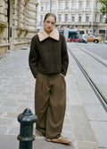 Pantalon Wide Leg À Pinces Taille Normale
