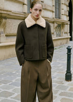 Pantalon Wide Leg À Pinces Taille Normale