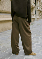 Pantalon Wide Leg À Pinces Taille Normale