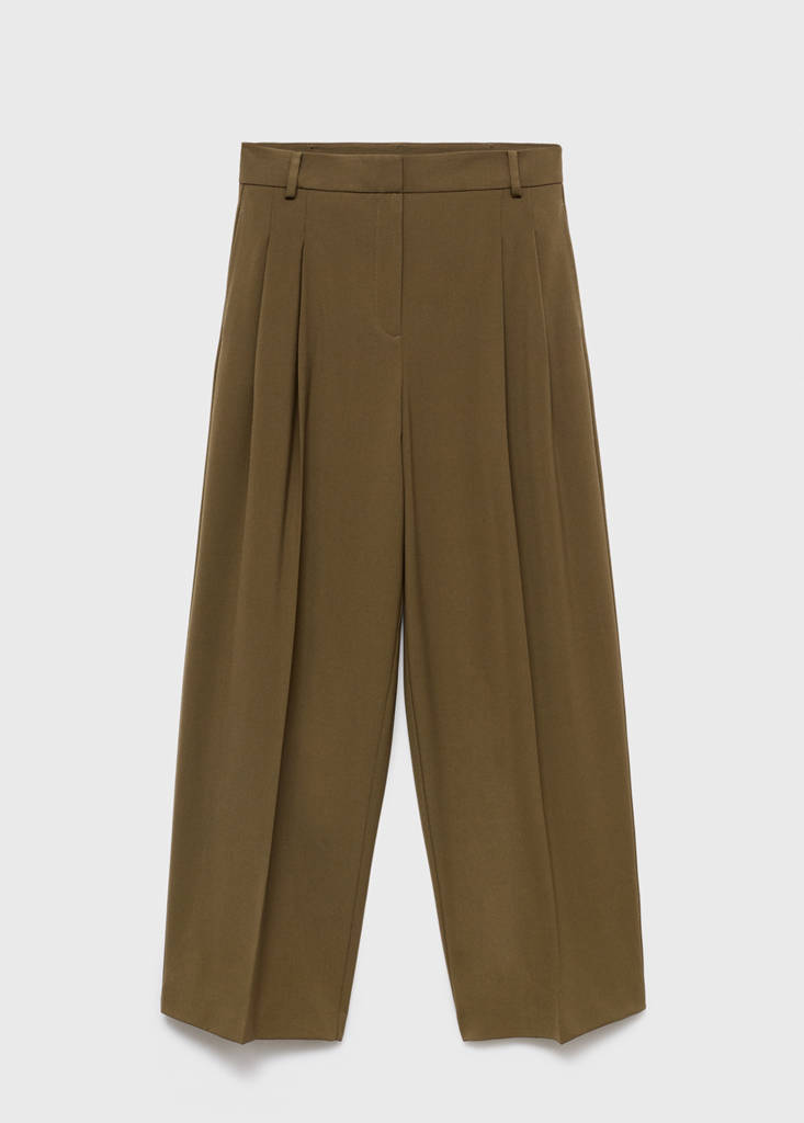 Pantalon Wide Leg À Pinces Taille Normale