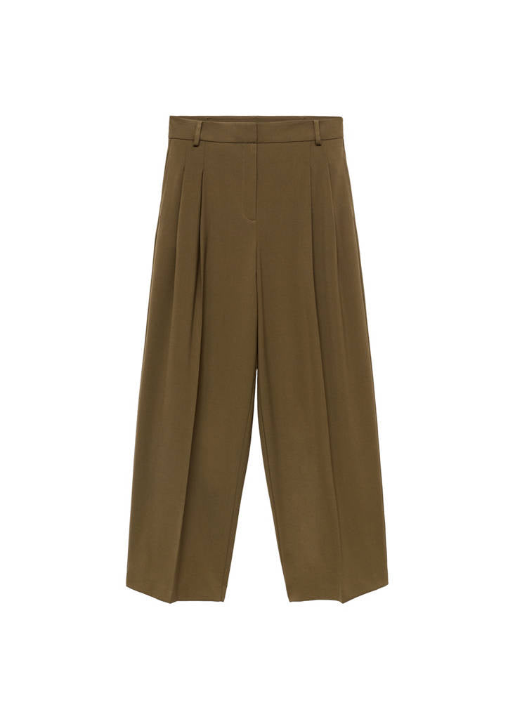 Pantalon Wide Leg À Pinces Taille Normale