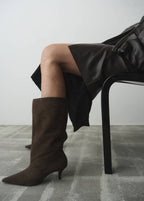 Bottes En Daim À Talons Kitten