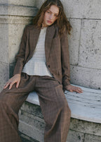 Pantalon De Costume Wide Leg À Carreaux