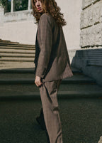 Pantalon De Costume Wide Leg À Carreaux