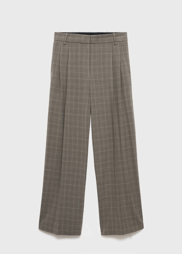 Pantalon De Costume Wide Leg À Carreaux