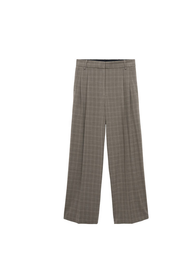 Pantalon De Costume Wide Leg À Carreaux