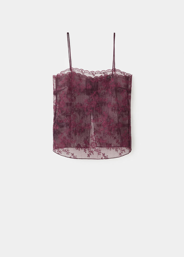 Top Brodé Semi-Transparent