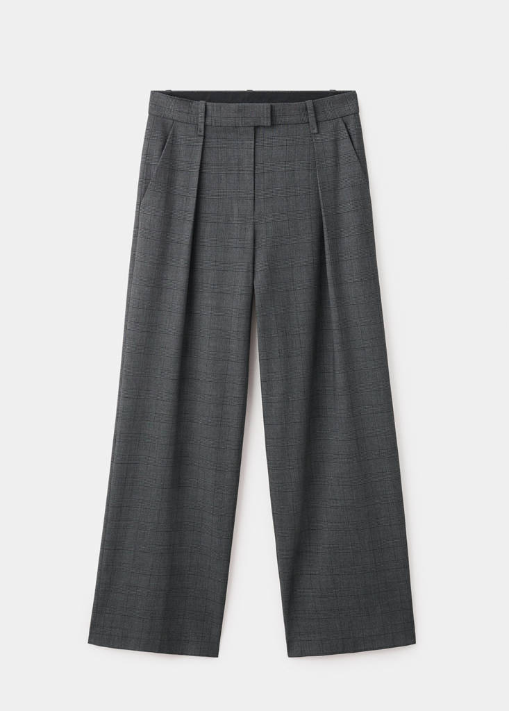 Pantalon De Costume À Carreaux Et Pinces