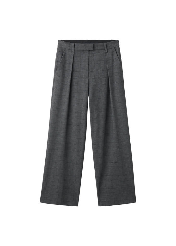 Pantalon De Costume À Carreaux Et Pinces