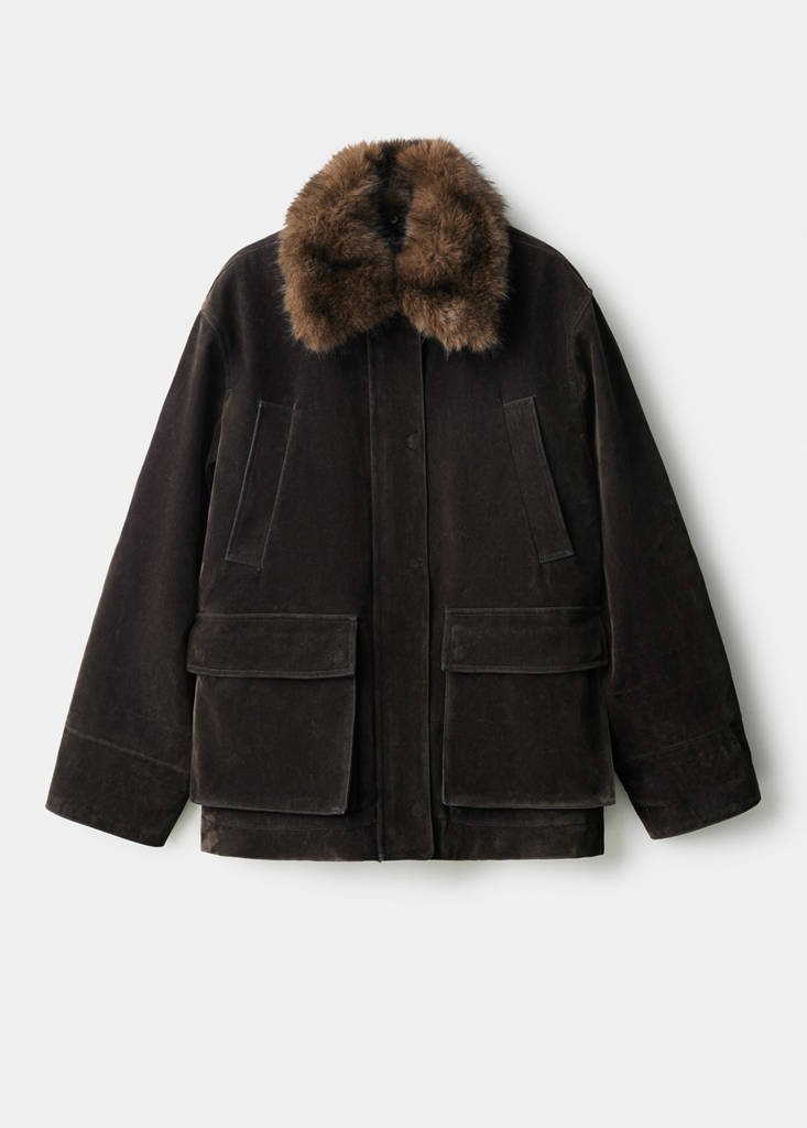 Parka Avec Col En Fourrure Et Finition Velours
