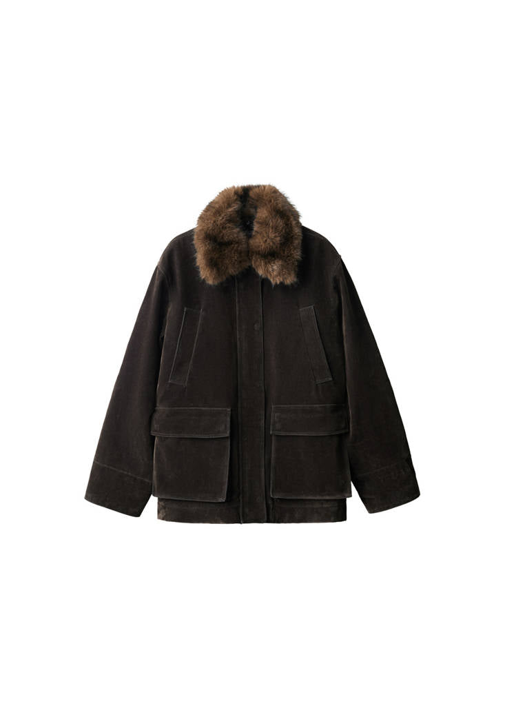 Parka Avec Col En Fourrure Et Finition Velours