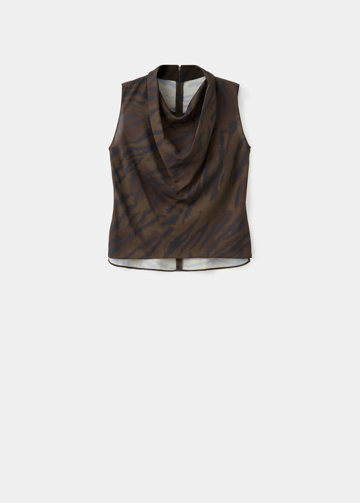 Blouse À Imprimé Animal Avec Col Bénitier