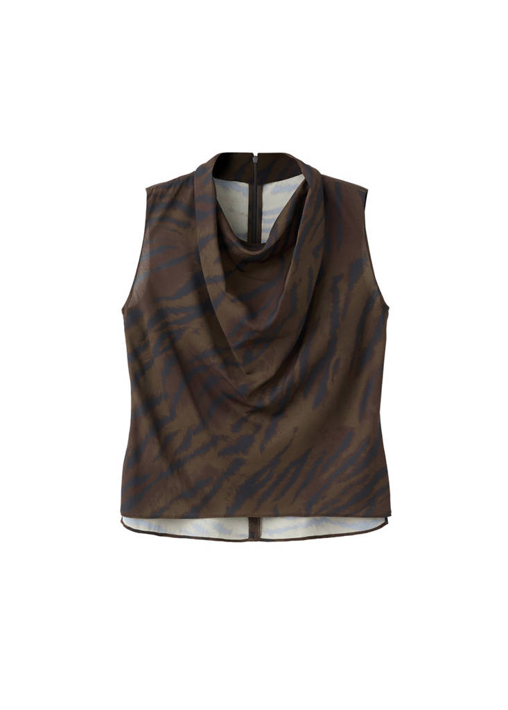 Blouse À Imprimé Animal Avec Col Bénitier