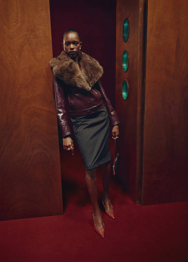 Veste Cuir Synthétique Col Fourrure