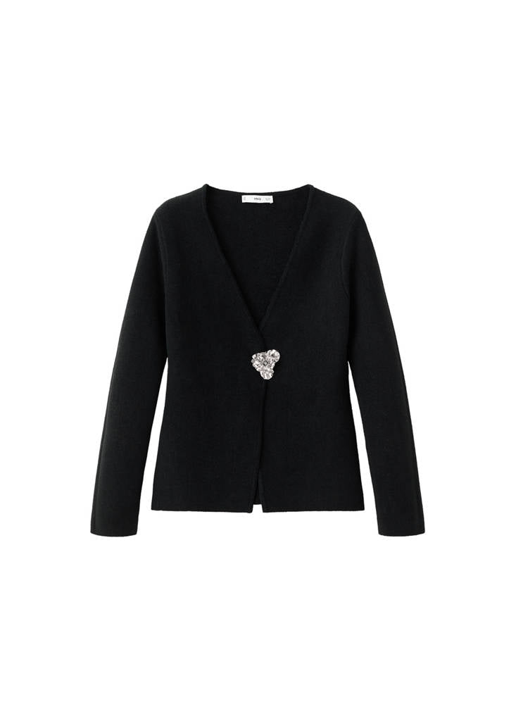 Veste En Maille Bouton Bijou