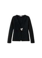 Veste En Maille Bouton Bijou