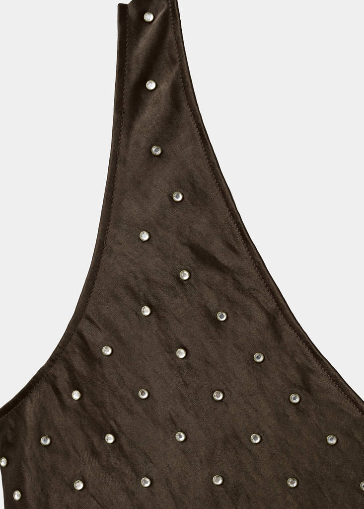 Top Satin Effet Froissé Strass