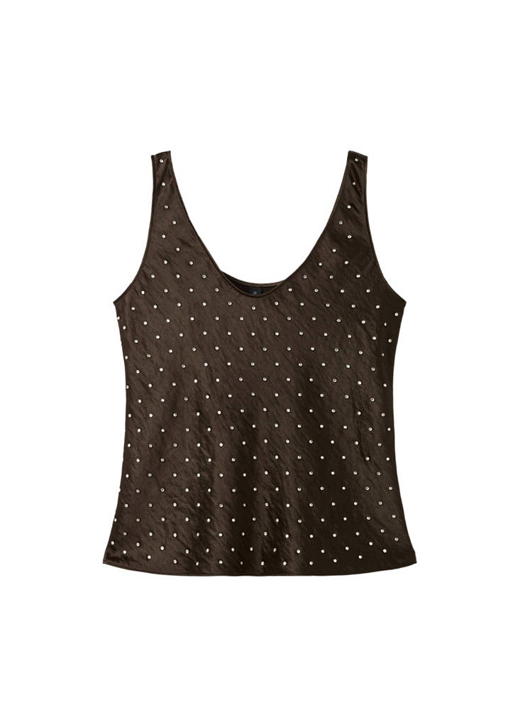 Top Satin Effet Froissé Strass