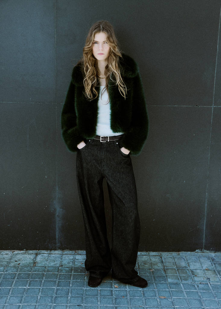 Veste Crop Fausse Fourrure
