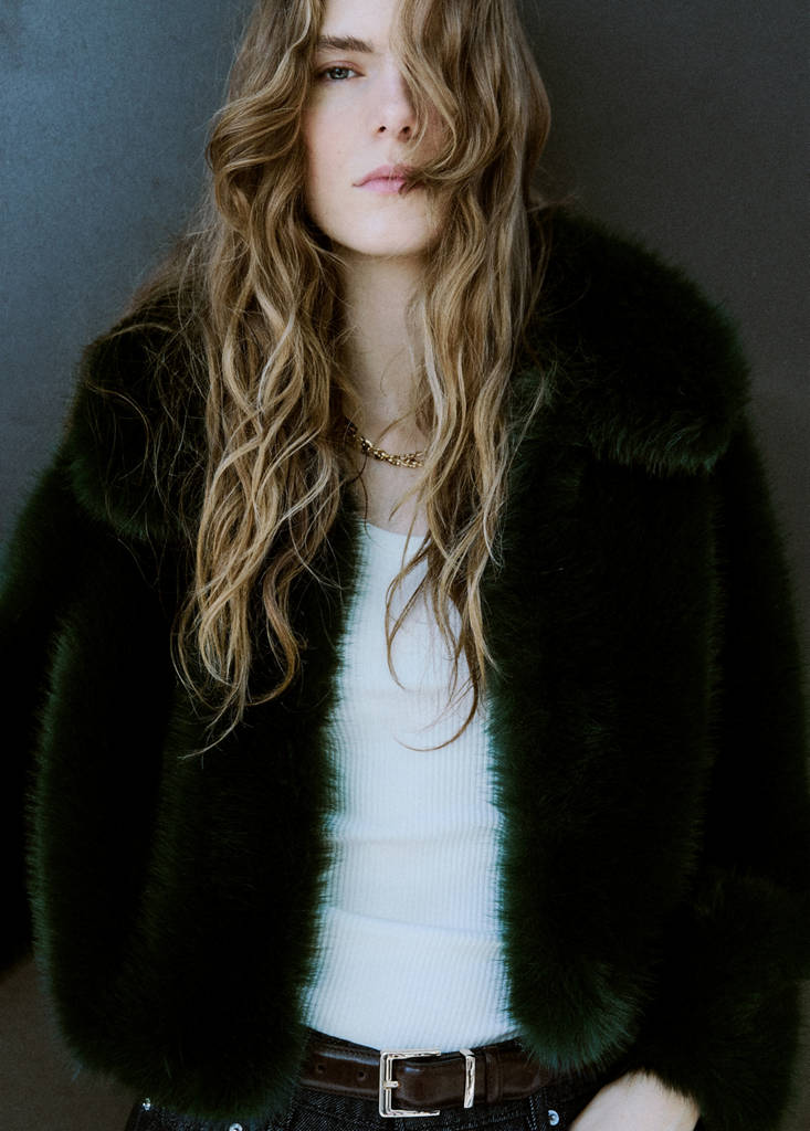 Veste Crop Fausse Fourrure
