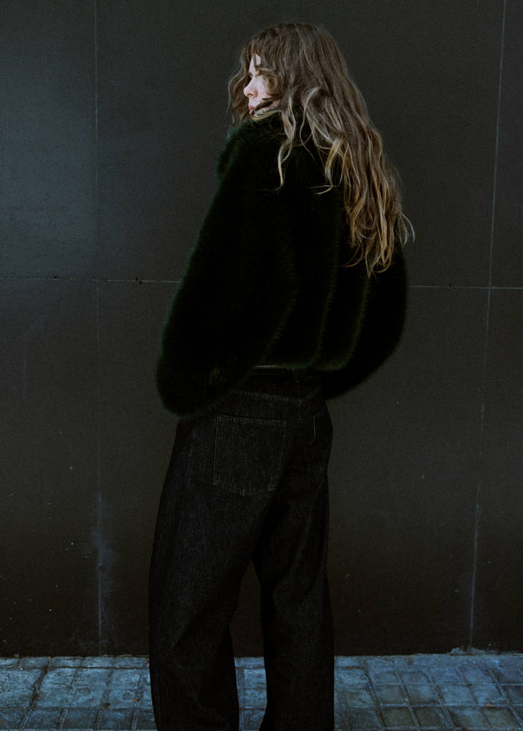 Veste Crop Fausse Fourrure